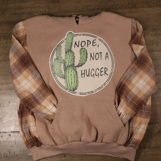 Reworked Hoodie - Cactus "Nope. Not A Hugger"