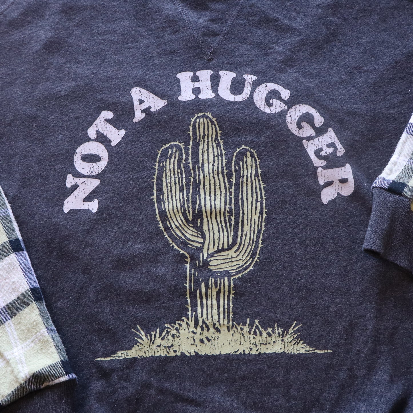 Upcycled Sweatshirt - Cactus "Not a Hugger"